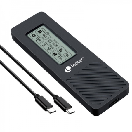 Boîtier Externe Leotec pour Disque SSD M.2 NVMe - USB 3.2 Gen 2 - Panneau LCD Type-C - 10Gbps