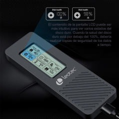 Boîtier Externe Leotec pour Disque SSD M.2 NVMe - USB 3.2 Gen 2 - Panneau LCD Type-C - 10Gbps