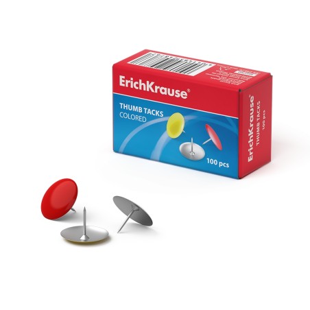 ✅ Punaises en métal coloré Erichkrause - Fil d'acier de haute qualité - Résistance améliorée - Résistant en stock