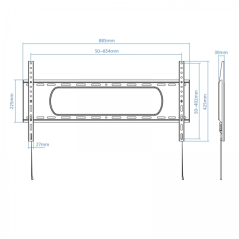 Support mural Tooq pour écrans 43"-90" - Distance murale 30 mm - Poids maximum 80 kg - VESA Max. 800x400mm - Couleur Noir