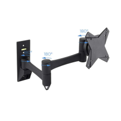 Support Mural Tooq avec Bras Articulé pour TV 13"-27" - Pivotant et Inclinable - Gestion des Câbles - Poids Max 15kg - VESA 100x