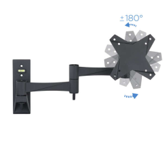 Support Mural Tooq avec Bras Articulé pour TV 13"-27" - Pivotant et Inclinable - Gestion des Câbles - Poids Max 15kg - VESA 100x