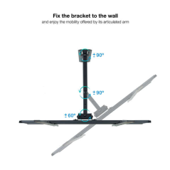 Tooq Support Mural Ecrans 37-70" Pivotant/Inclinable - Couleur Noir