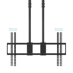 Support de plafond Tooq pour écrans de 60 à 120 pouces - Double mât - Inclinable et extensible - Gestion des câbles - Poids max.