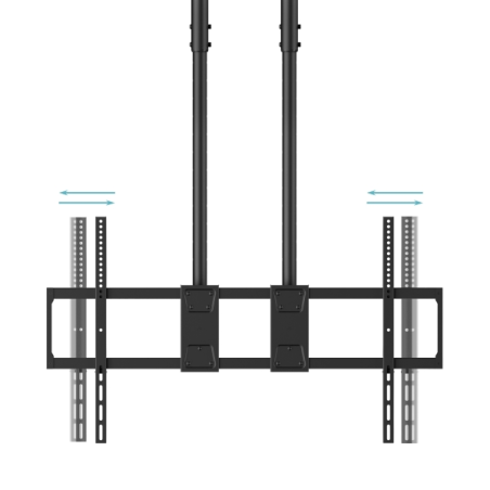 Support de plafond Tooq pour écrans de 60 à 120 pouces - Double mât - Inclinable et extensible - Gestion des câbles - Poids max.