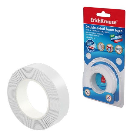 Erichkrause Ruban Adhésif Double Face à Base de Mousse 1mmx15mmx2m Tra