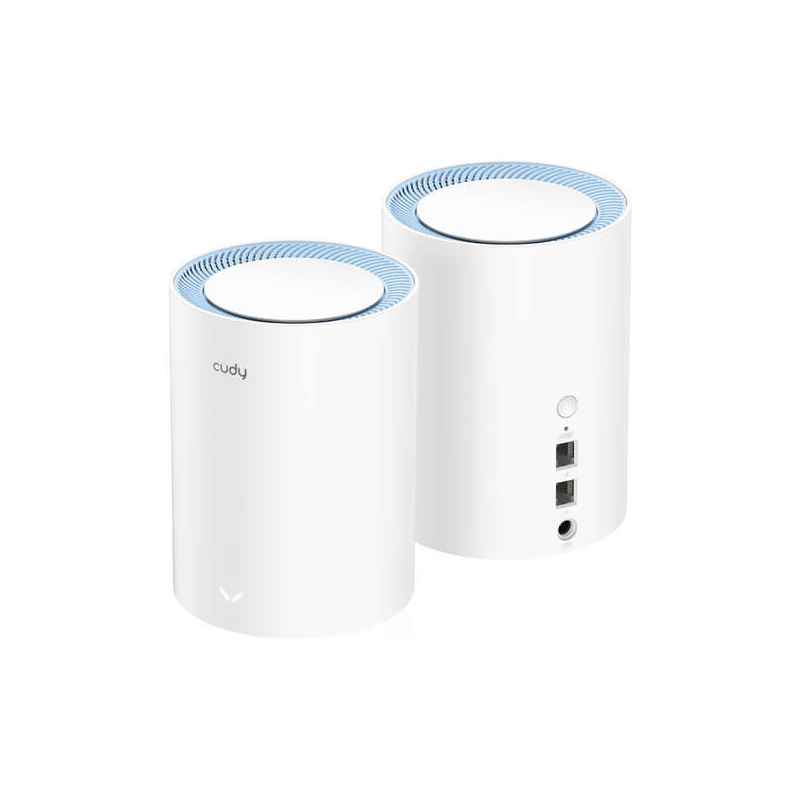 Cudy M1200 Lot de 2 Systèmes WiFi Mesh AC1200 Dual Band - 867Mbps en 5GHz, 300Mbps en 2,4GHz - 1x Port LAN 10/100Mbps, 1x Port W