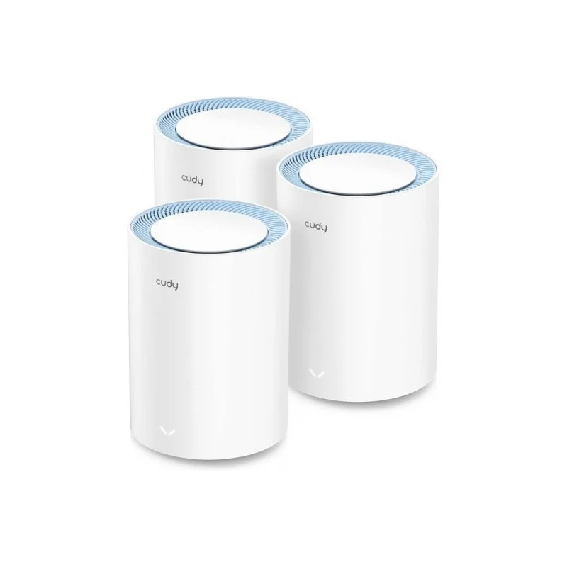 Cudy M1200 Pack de 3 Systèmes WiFi Mesh AC1200 Dual Band - 867Mbps en 5GHz, 300Mbps en 2.4GHz - 1x Port LAN 10/100Mbps, 1x Port