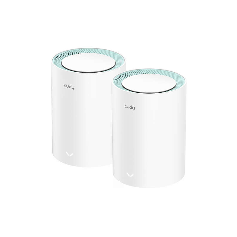 Cudy M1300 Pack de 2 Systèmes WiFi Mesh AC1200 Dual Band - 867Mbps en 5GHz, 300Mbps en 2.4GHz - 1x Port LAN 1000/100/10Mbps, 1x