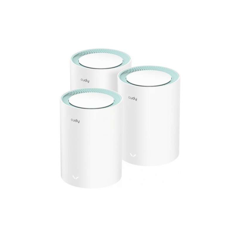 Cudy M1300 Pack de 3 Systèmes WiFi Mesh AC1200 Dual Band - 867Mbps en 5GHz, 300Mbps en 2.4GHz - 1x Port LAN 1000/100/10Mbps, 1x