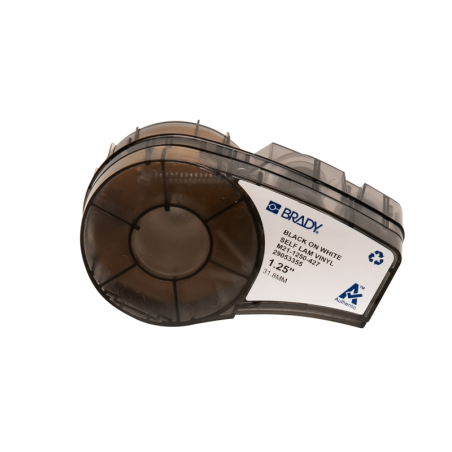 Ruban adhésif vinyle auto-laminant Brady M21-1250-427 d'origine - Texte noir sur fond blanc - Largeur : 31,75 mm longueur : 4,30