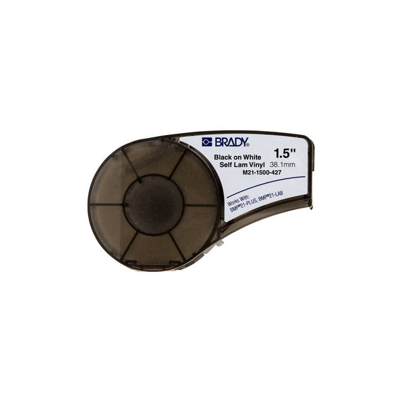 Brady M21-1500-427 Ruban vinyle laminé original noir sur blanc 38,1 mm x 4,30 m