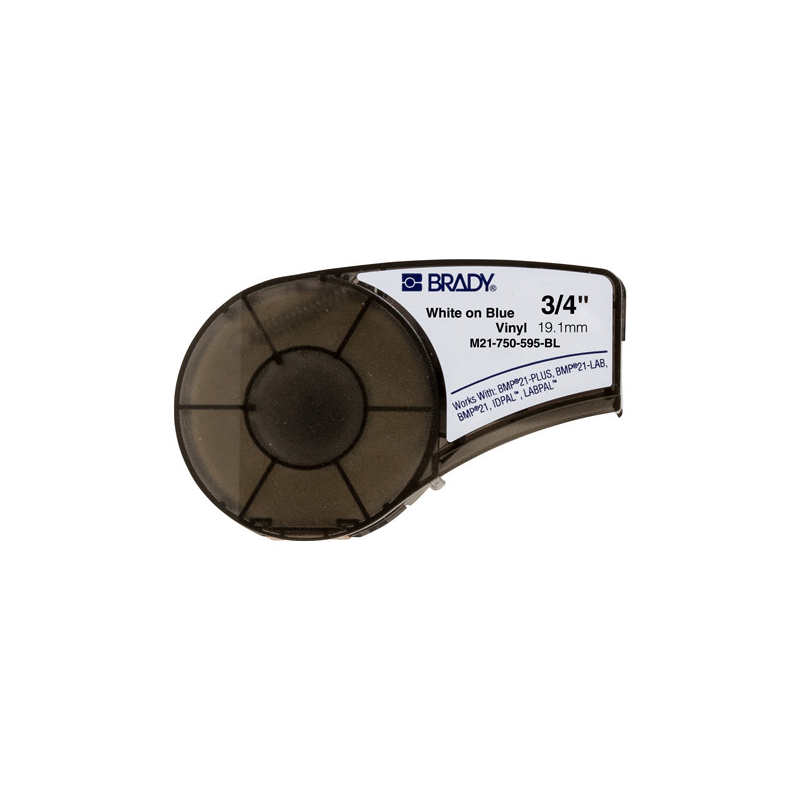 Étiquettes en vinyle Brady M21-750-595-BL d'origine - Texte blanc sur fond bleu - Largeur : 19,1 mm longueur : 6,40 m