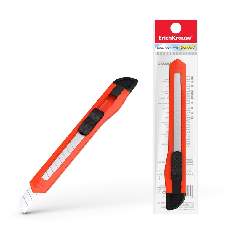 Cutter Erichkrause avec fixateur Push-Lock standard - Système de serrage de la lame avec Push Lock - Diviseur intégré - Lame