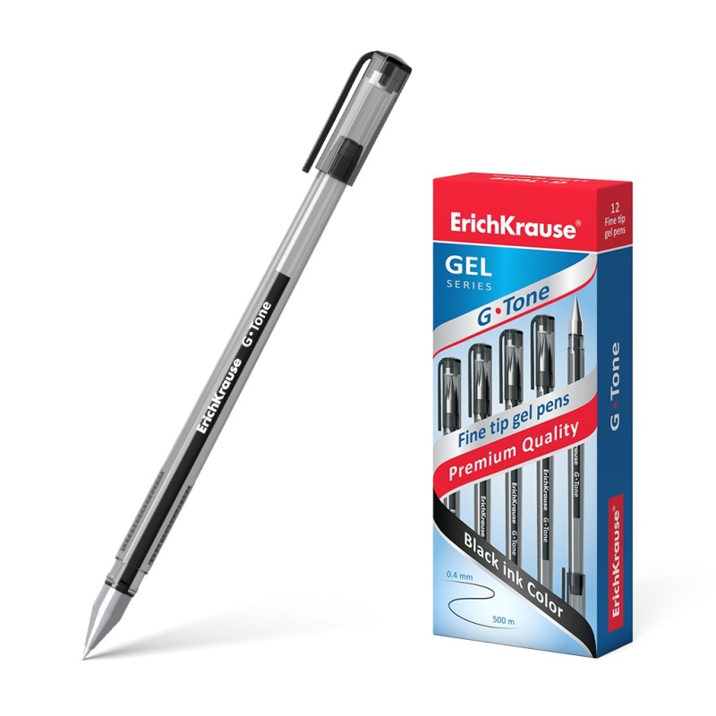 Stylo gel noir 0,5 mm Erichkrause G-Tone boîte de 12