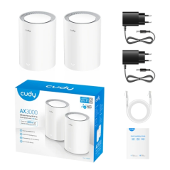 Cudy AX3000 Pack de 2 systèmes WiFi 6 Mesh AX3000 2,5G double bande - Prend en charge la bande passante 20/40/80/160 MHz - 1 por