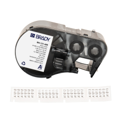 Étiquettes en nylon Brady M4-131-499 d'origine - Texte noir sur fond blanc - Largeur 25,40 mm x Hauteur 12,70 mm