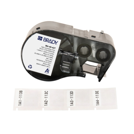 Étiquettes en vinyle auto-laminantes Brady M4-49-427 d'origine - Texte noir sur fond blanc - 25,40 mm de large x 25,40 mm de hau