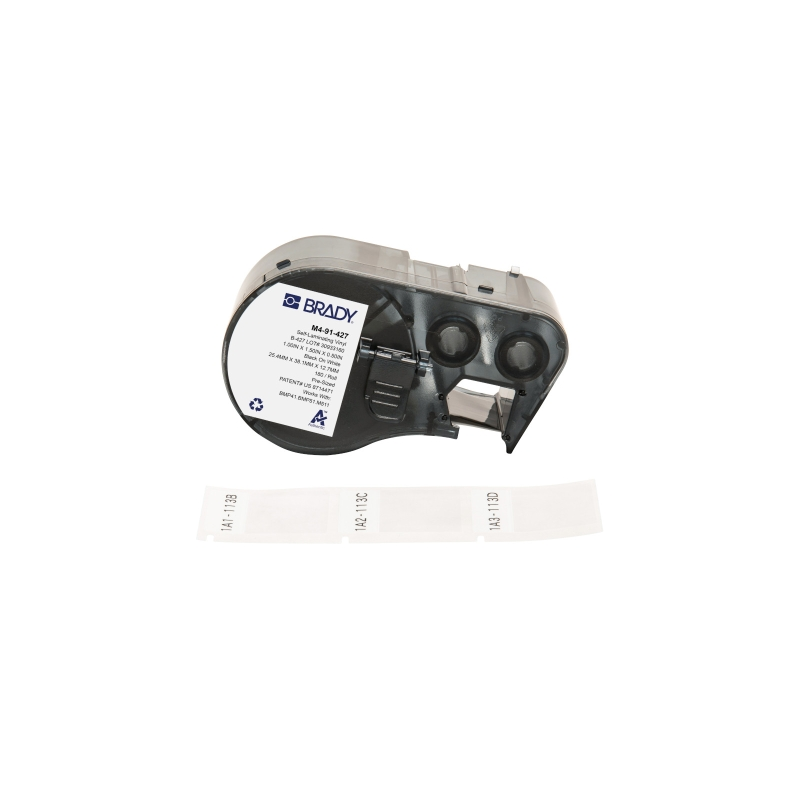 Étiquettes en vinyle auto-laminantes Brady M4-91-427 d'origine - Texte noir sur fond blanc - Largeur 25,40 mm x Hauteur 38,15 mm