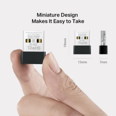 Adaptateur Wi-Fi double bande USB Mercusys MA20N AC650 - Jusqu'à 433 Mbit/s en 5 GHz, jusqu'à 200 Mbit/s en 2,4 GHz - Noir