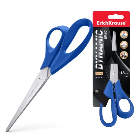 ✅ Ciseaux dynamiques Erichkrause - Lames en acier inoxydable - Double affûtage avancé - Résistant à la corro en stock