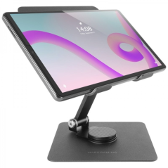 Support Mars Gaming MA-RST pour Tablettes et Convertibles - Acier Résistant - Rotation 360º - Réglage en Hauteur - Base Antidéra