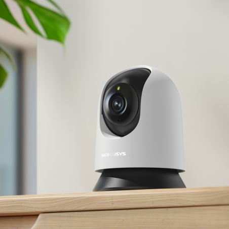 Caméra de sécurité WiFi Mercusys MC200 1080p - Vision nocturne jusqu'à 12 m - Rotation à 360° - Audio bidirectionnel - Blanche