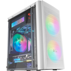 Boitier Gaming Compact Mars Gaming MC300 - Fenêtre en Verre Trempé - Triple Ventilation - Support Refroidissement Liquide - Écla