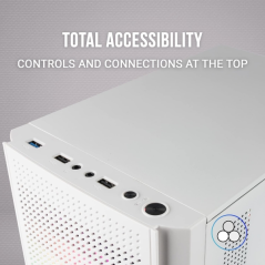 Boitier Gaming Compact Mars Gaming MC300 - Fenêtre en Verre Trempé - Triple Ventilation - Support Refroidissement Liquide - Écla