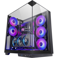 Boîtier tour ATX Mars Gaming MC-3GF - 2 ventilateurs ARGB arrière préinstallés - Panneau latéral triple en verre trempé - Montag