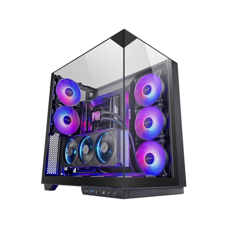 Boîtier tour ATX Mars Gaming MC-3GF - 2 ventilateurs ARGB arrière préinstallés - Panneau latéral triple en verre trempé - Montag