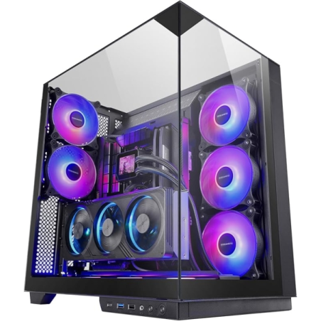 Boîtier tour ATX Mars Gaming MC-3GF - 2 ventilateurs ARGB arrière préinstallés - Panneau latéral triple en verre trempé - Montag