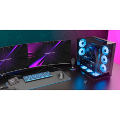 Boîtier tour ATX Mars Gaming MC-3GFPRO - 2 ventilateurs ARGB arrière préinstallés - Triple vitrage chromé - Montage vertical de