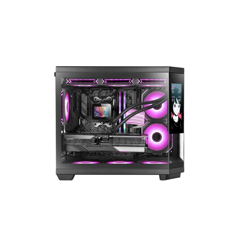 Boîtier tour ultra-compact Mars Gaming MC-3TCORELCDM - Compatible MicroATX/Mini-ITX - Triple vitrage trempé - Écran IPS personna