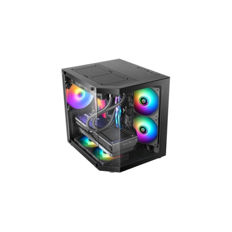 Boîtier tour ultra-compact Mars Gaming MC-3TLITE - Ventilateur FRGB intégré de 120 mm - Triple panneau en verre trempé - Compati