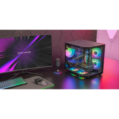Boîtier tour ultra-compact Mars Gaming MC-3TLITE - Ventilateur FRGB intégré de 120 mm - Triple panneau en verre trempé - Compati