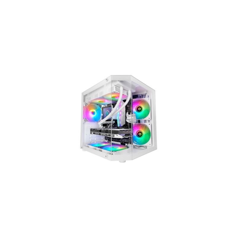 Boîtier tour ultra-compact Mars Gaming MC-3TLITE - Ventilateur FRGB intégré de 120 mm - Triple panneau en verre trempé - Compati