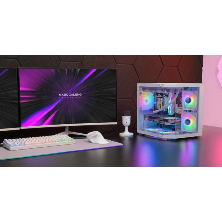 Boîtier tour ultra-compact Mars Gaming MC-3TLITE - Ventilateur FRGB intégré de 120 mm - Triple panneau en verre trempé - Compati