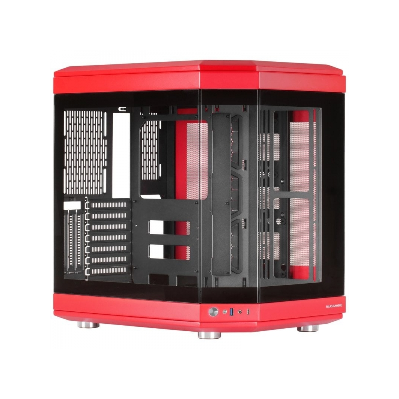 Mars Gaming MC-3T Boîtier Gaming Premium - Trois Panneaux en Verre Trempé - Montage GPU Vertical - Connectivité USB-C - Jusqu'à