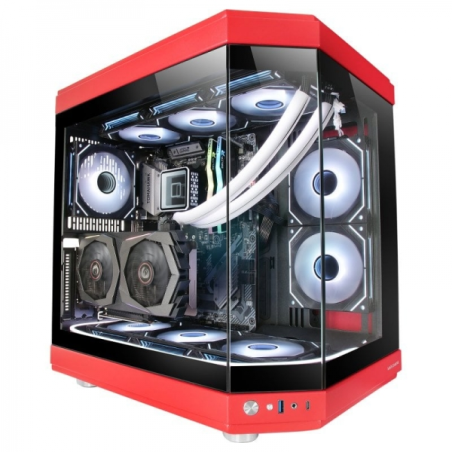 Mars Gaming MC-3T Boîtier Gaming Premium - Trois Panneaux en Verre Trempé - Montage GPU Vertical - Connectivité USB-C - Jusqu'à