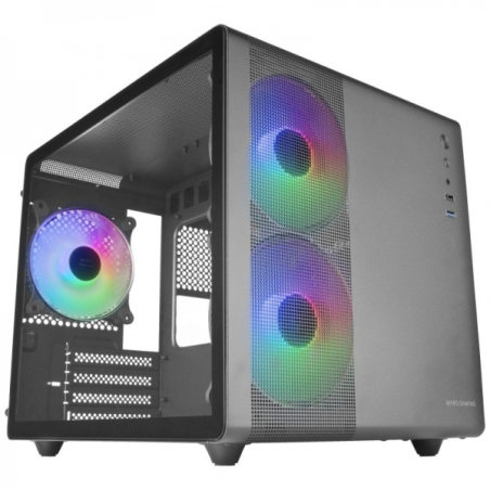 Boîtier de jeu compact Mars Gaming MC-400 - Double caméra - Refroidissement triple FRGB - Fenêtre en verre trempé - Panneau laté