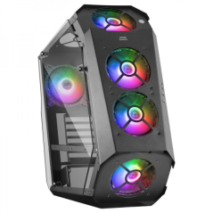 Tour Mars Gaming MC51 Premium - 5 Ventilateurs ARGB - Contrôleur avec Télécommande - Double Fenêtre en Verre Trempé - 40 Effets