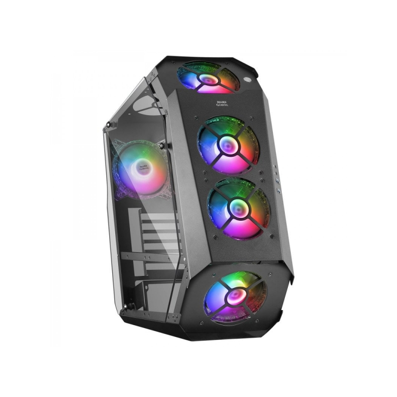 Tour Mars Gaming MC51 Premium - 5 Ventilateurs ARGB - Contrôleur avec Télécommande - Double Fenêtre en Verre Trempé - 40 Effets