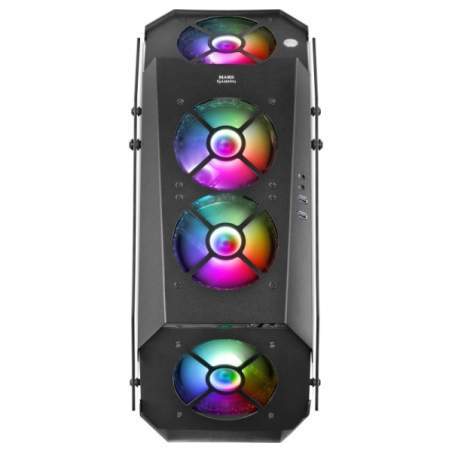 Tour Mars Gaming MC51 Premium - 5 Ventilateurs ARGB - Contrôleur avec Télécommande - Double Fenêtre en Verre Trempé - 40 Effets
