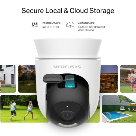 Caméra extérieure WiFi Mercusys MC510 2K QHD - Vision nocturne couleur - Rotation à 360° - Détection intelligente - Blanche