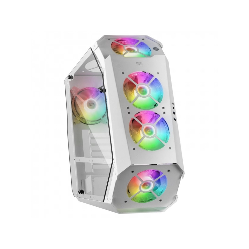 Tour Mars Gaming MC51 Premium - 5 Ventilateurs ARGB - Contrôleur avec Télécommande - Double Verre Trempé - 40 Effets Lumineux RV