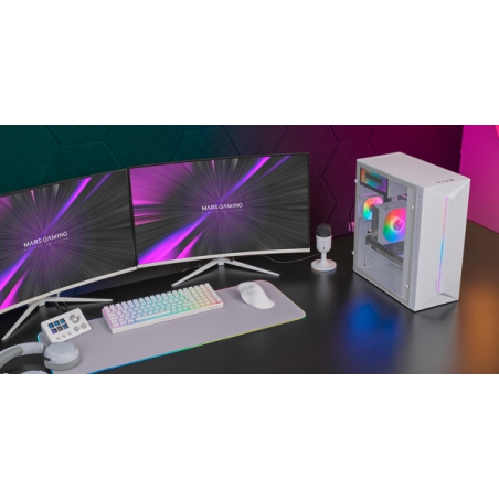 Boîtier tour ATX Mars Gaming MC-BLAZE - Ventilateur arrière FRGB - Panneau latéral en verre trempé - Bande LED avant - 7 emplace