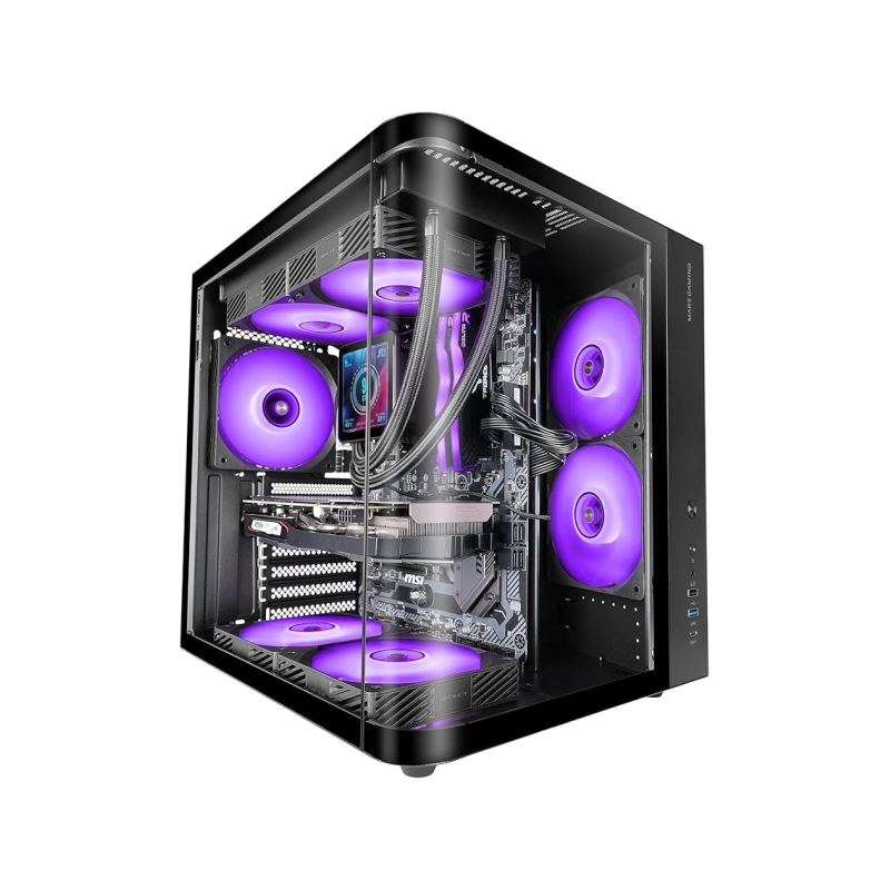 Boîtier tour ATX Mars Gaming MC-CURV - Verre trempé incurvé continu - Double compartiment - Connectivité USB-C et USB 3.0 - 7 em