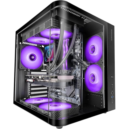 Boîtier tour ATX Mars Gaming MC-CURV - Verre trempé incurvé continu - Double compartiment - Connectivité USB-C et USB 3.0 - 7 em