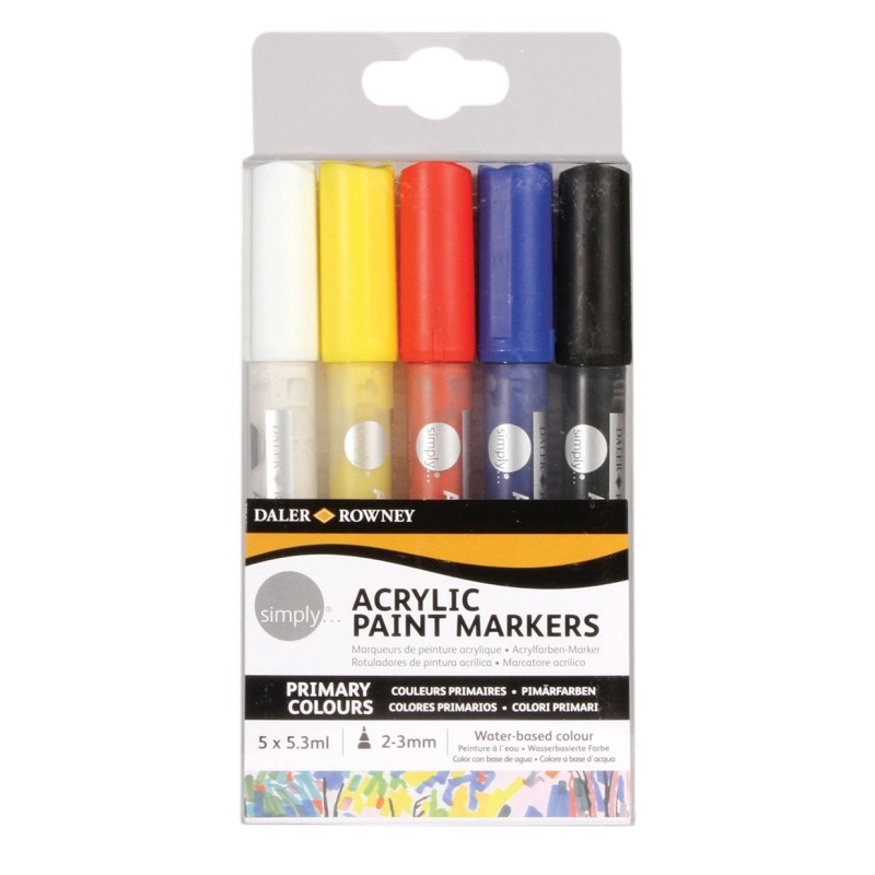 Daler Rowney Marqueurs Acryliques Lot de 5 Daler Rowney Marqueurs Acryliques Lot de 5